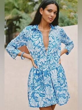 Anthropologie Ro’s Garden Deauville Cotton Shirt Dress, size M